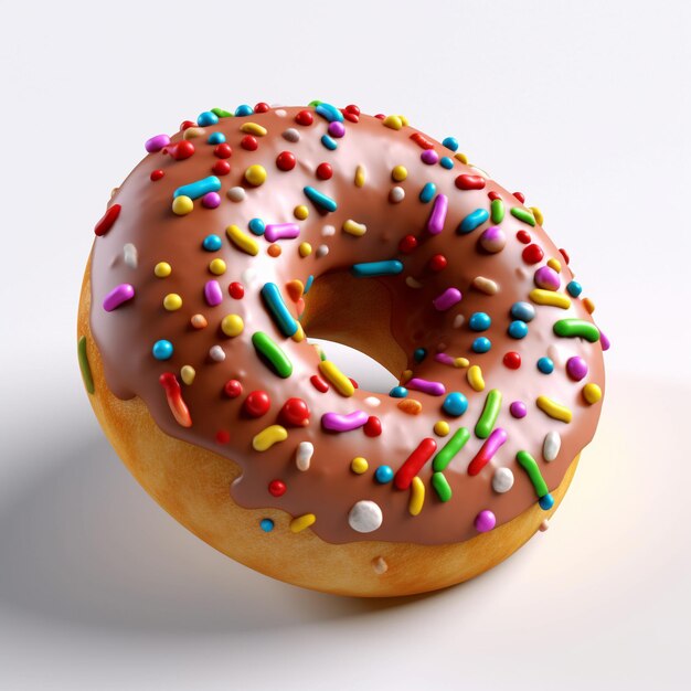 A donut with chocolate icing and sprinkles on it