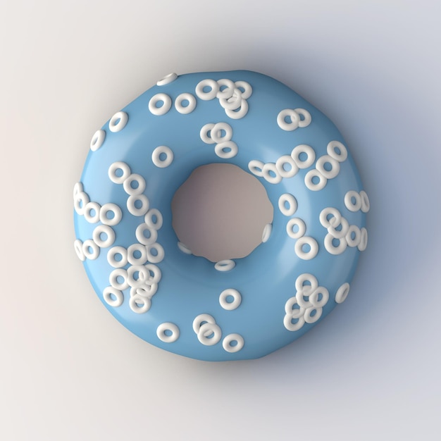 Foto ciambella con spruzzi di cerchio isolati su sfondo bianco rendering 3d