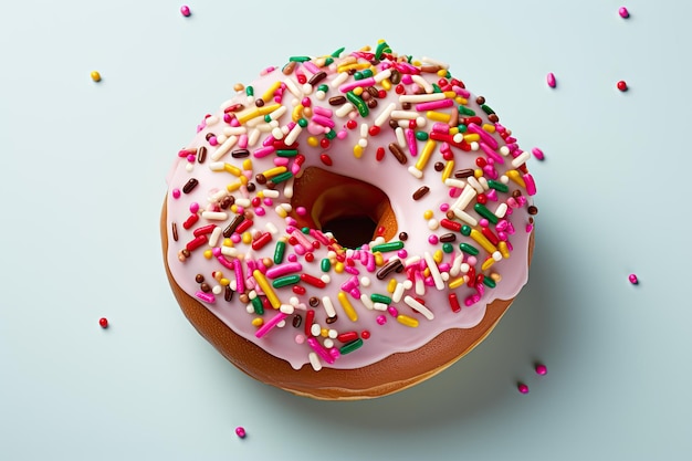 Donut with colorful sprinkles isolated on white background