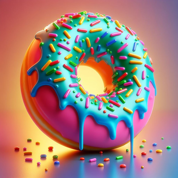 Photo a donut with the letter o on it is covered in colorful icing