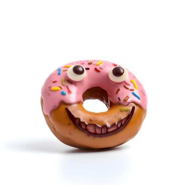 donut with pink glaze isolated on white backgroundclipping path