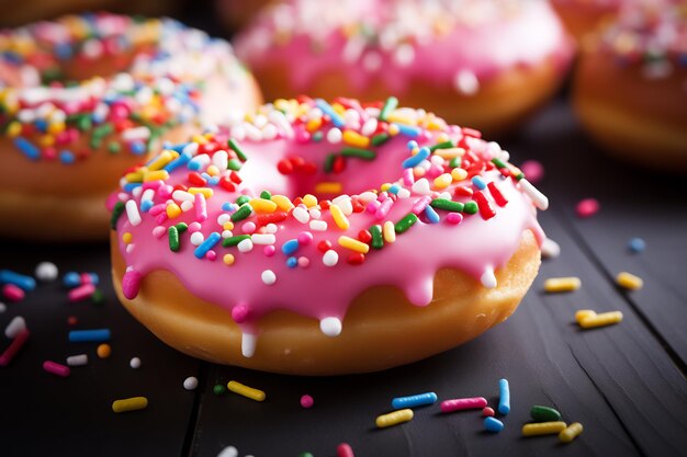 Donut with pink icing multi colored sprinkles