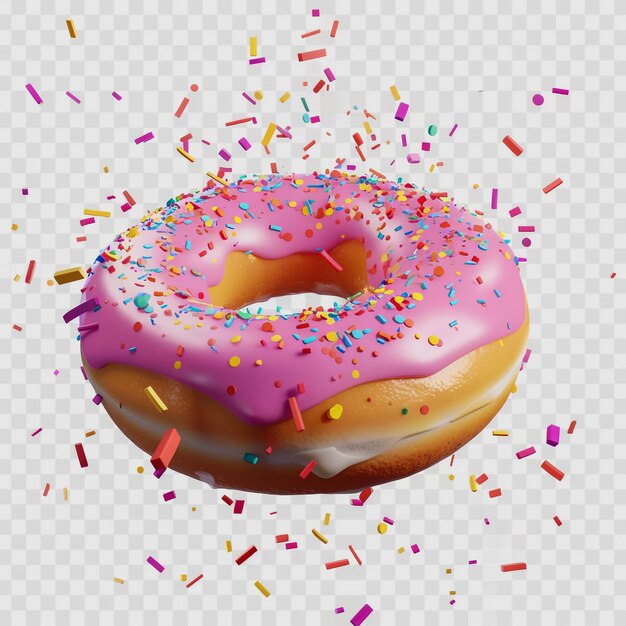 a donut with pink icing and sprinkles on it