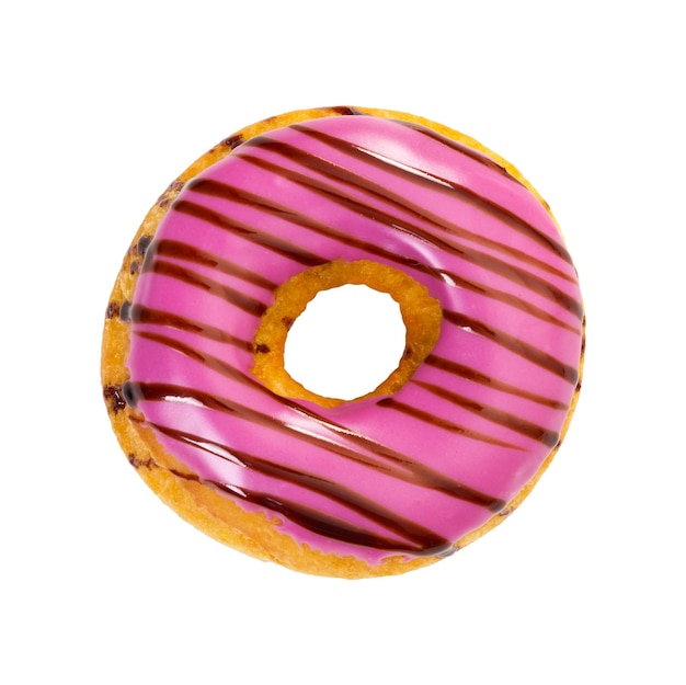 Donut with purple icing and chocolate stripes