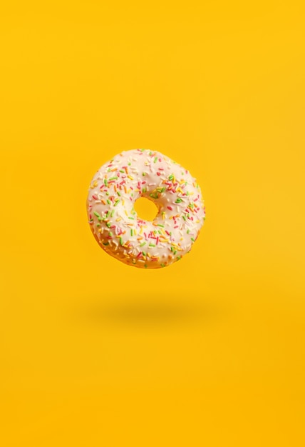 Donut with shadow hanging in the air