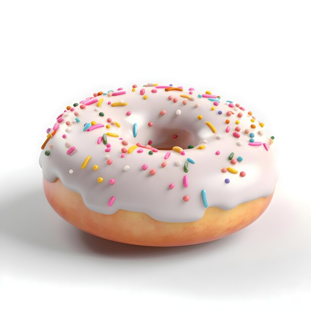 Donut with sprinkles on a white background 3d illustration