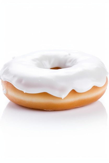 a donut with white frosting and a white frosting.