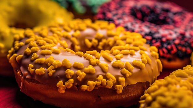 A donut with yellow sprinkles on it