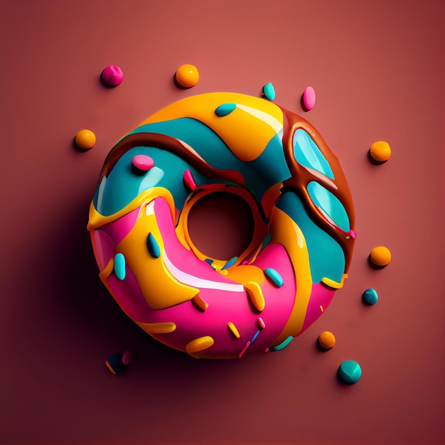 Donuts 3D-stijl Donuts samenstelling levendige kleuren en vormen Abstracte geïsoleerde achtergrondscène