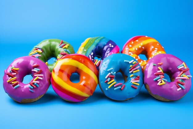 Donuts arranged in a visually appealing pattern or formation