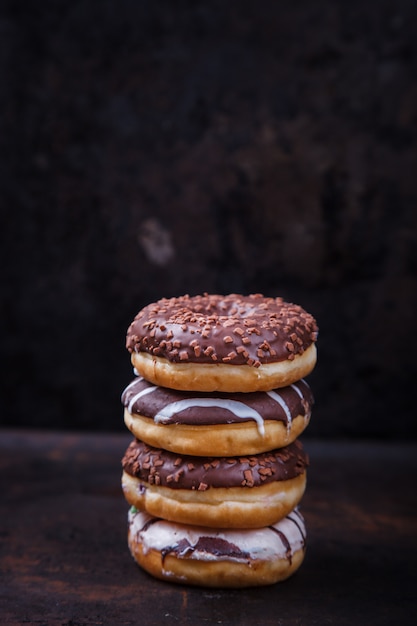 Donuts in colored glazes .Pastries,dessert.