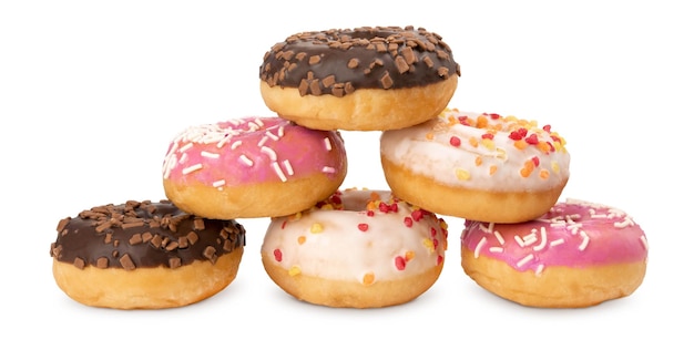 Donuts geïsoleerd op witte achtergrond Kleur donuts