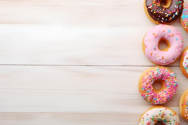 Donuts on Light Wood Perfect for Text