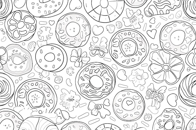 Photo donuts lineart design