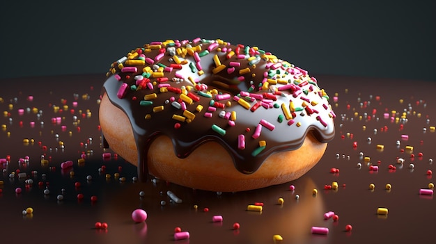 도넛으로 만든 달콤한 도넛 유약 세라믹 설탕 일러스트 이미지 AI 생성 예술