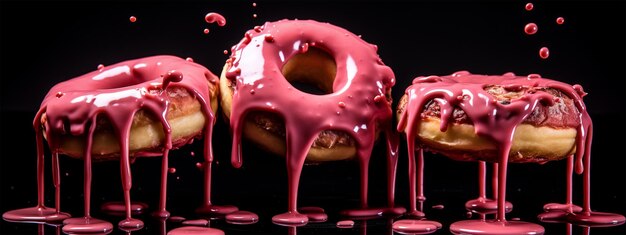 Foto donut che si sciolgono crema dolce foto ad alto dettaglio
