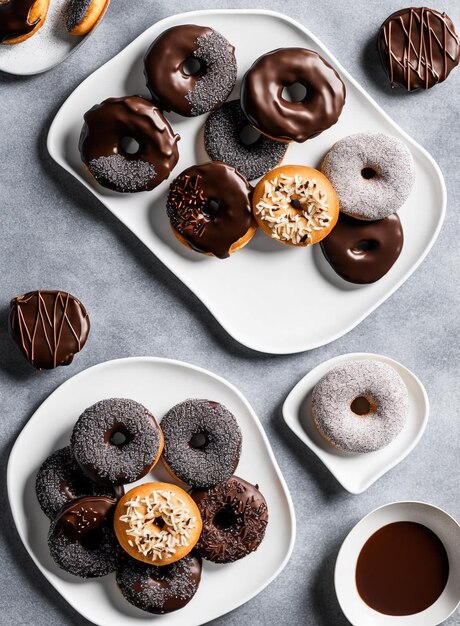 donuts met chocolade en noten