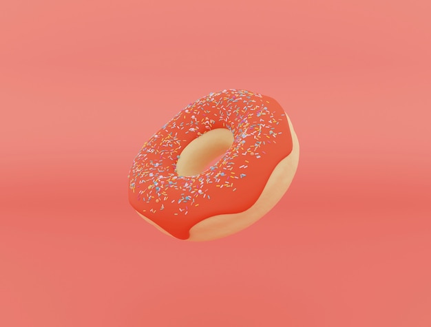 Donuts met hagelslag die overvliegen op achtergrond 3D-rendering