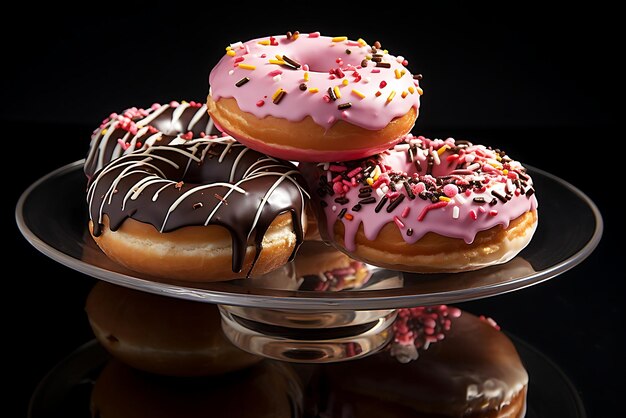 Donuts op een bord Verse donuts