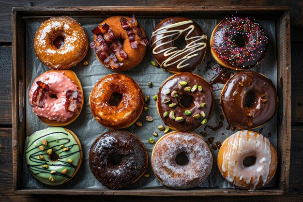 donuts op een dienblad