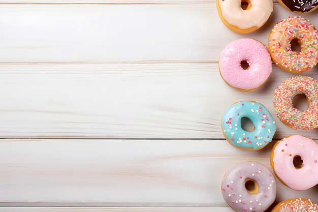 Donuts op licht hout, perfect voor tekst