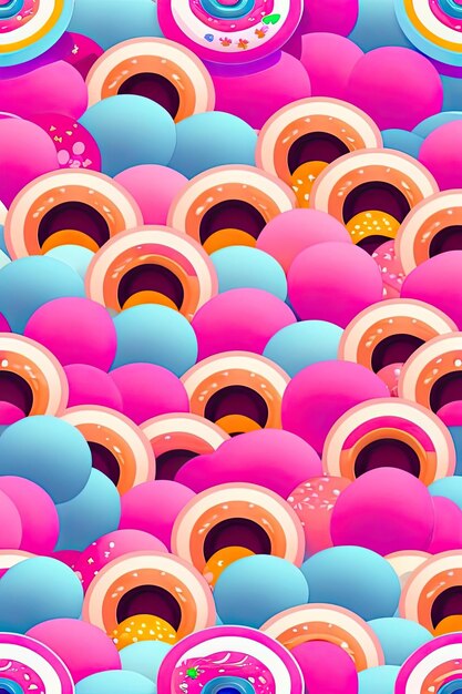 Donuts Seamless pattern Donuts isolated on pink background Background for poster greeting cards