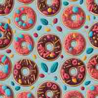 Photo donuts seamless patterns repeating patterns design fabric art flat illustration