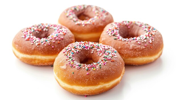 Photo donuts on white background with selective focus