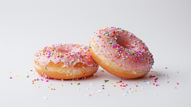 Photo donuts on white background with selective focus