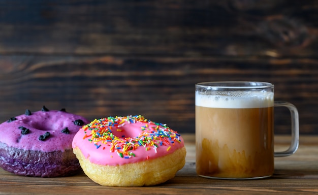 Donuts with a cup of coffee
