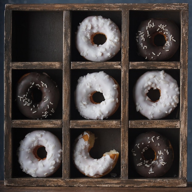 Donuts with dark and white chocolate