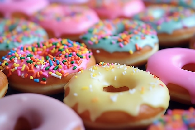 Donuts with frosting closeup