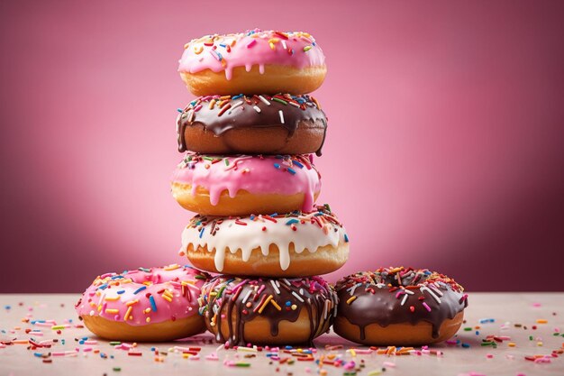 Donuts with a highkey lighting setup for a bright airy feel