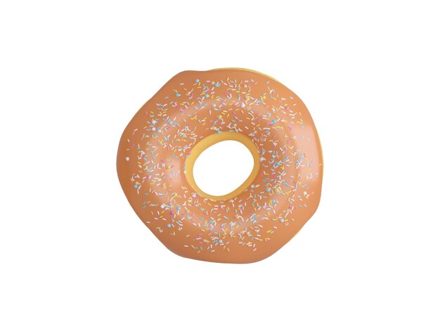 Donuts with sprinkles flying over on background  3D rendering