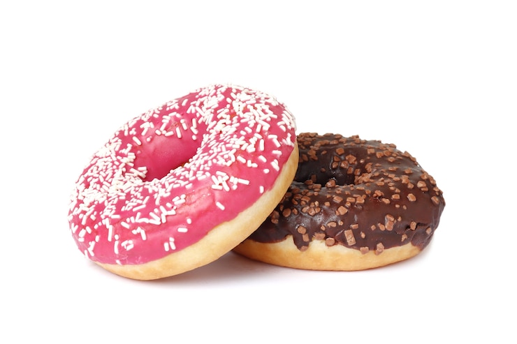 Photo donuts with sprinkles isolated on white background