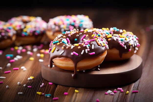 Donuts on a Wooden Background