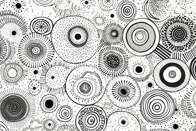 Doodle circles on white background