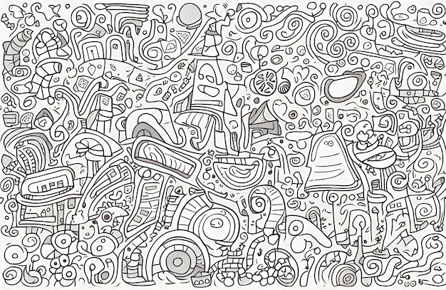 Doodle creative abstract background hand drawing funny hand made sketches