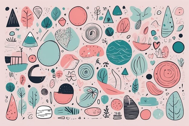 Doodle delight trendy abstract background with handdrawn shapes