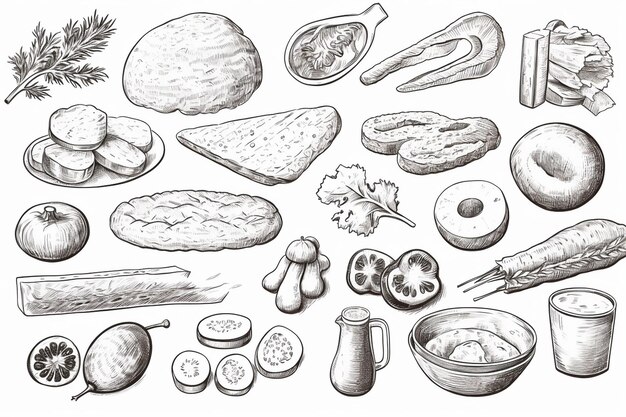 Doodle Design hand drawn food