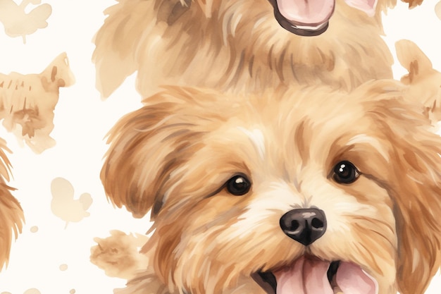 Doodle Doggies Симфония милых собачьих узоров Любовь щенка в краске Акварель щенки в игре