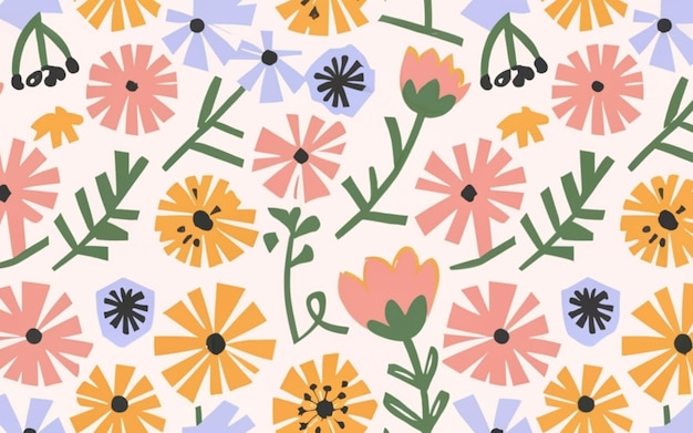 Doodle Floral Whimsy Pastel Background