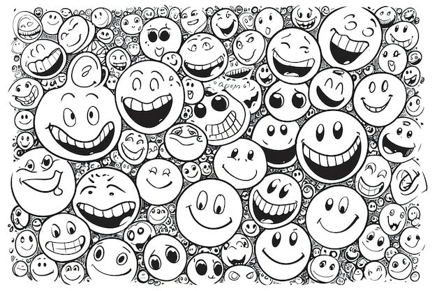 Doodle of a group of smiley emoticons