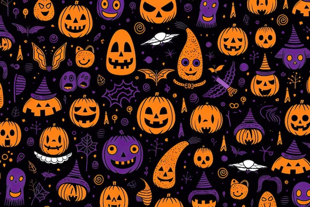 Photo doodle halloween pattern foreground elements