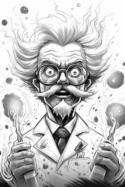 Doodle Lab Unleash the Madness Playable Character Cards Crazy Scientist Cartoon Card Game