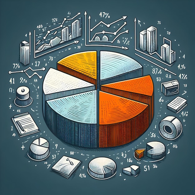 Doodle Line Icon of Pie Chart for Data Analysis and Business Insights ...