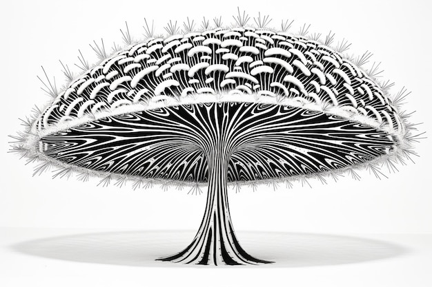 Doodle mushroom isolated on a white background