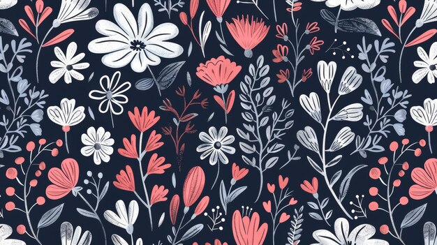 Doodle naïef bloemenpatroon Herhalende bloemen op een naadloze achtergrond Grafiese moderne illustratie perfect voor textiel stof verpakking behang