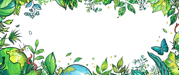 Photo doodle page print border design with blank space for earth day background