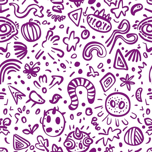 Doodle patroon in paarse kleur voor achtergrond Social Media Verpakkingsindustrie en digitale media